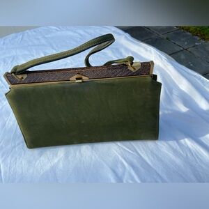 Nicholas Reich Vintage Olive Green clutch